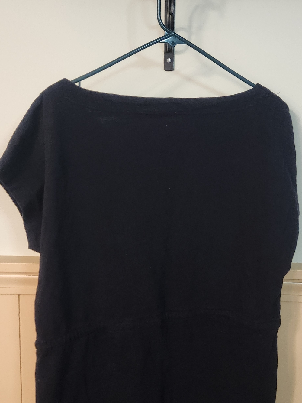 Trixie + Lulu Black Drawstring Waist T-Shirt Dress - Casual Knit Mini - Large - Picture 8 of 8